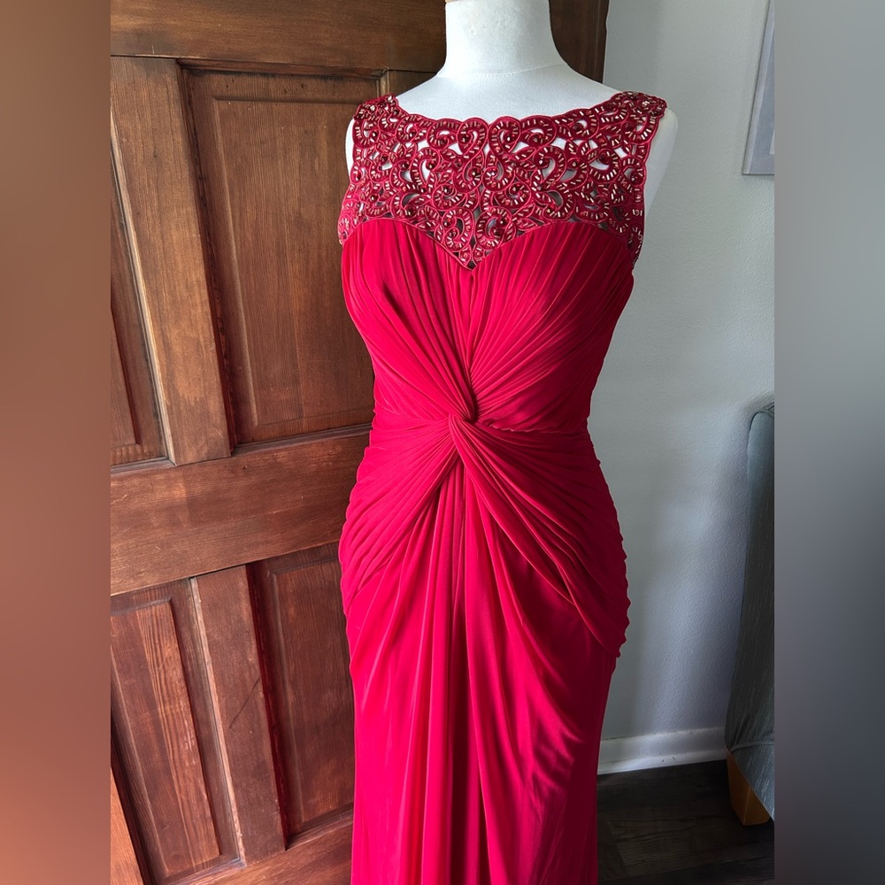 Elegant Red Beaded Evening Gown